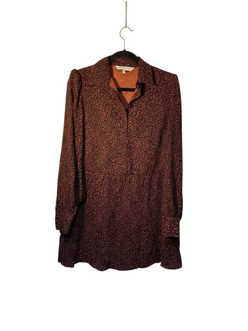 Cupcakes & Cashmere, Sheryl leopard print button down mini dress S